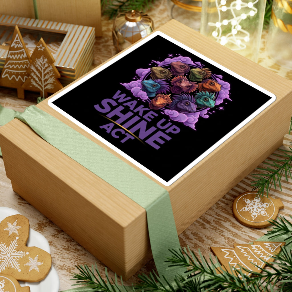 Wake Up Shine Act Kiss-Cut Stickers | IWD feminist slogan, empowerment typography