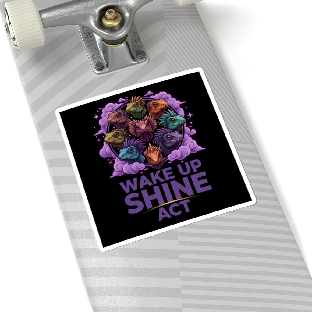 Wake Up Shine Act Kiss-Cut Stickers | IWD feminist slogan, empowerment typography