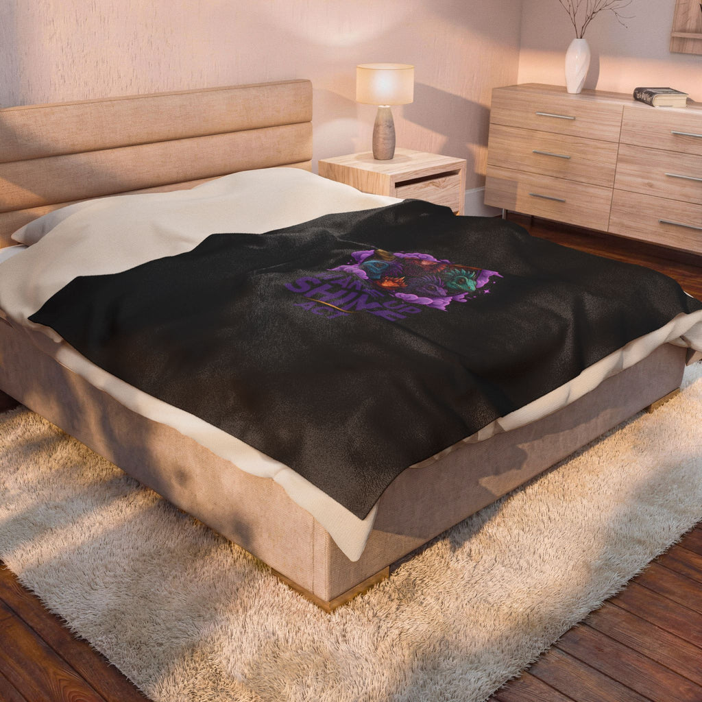 Wake Up Shine Act Blanket | IWD feminist slogan, empowerment typography, purple equality design