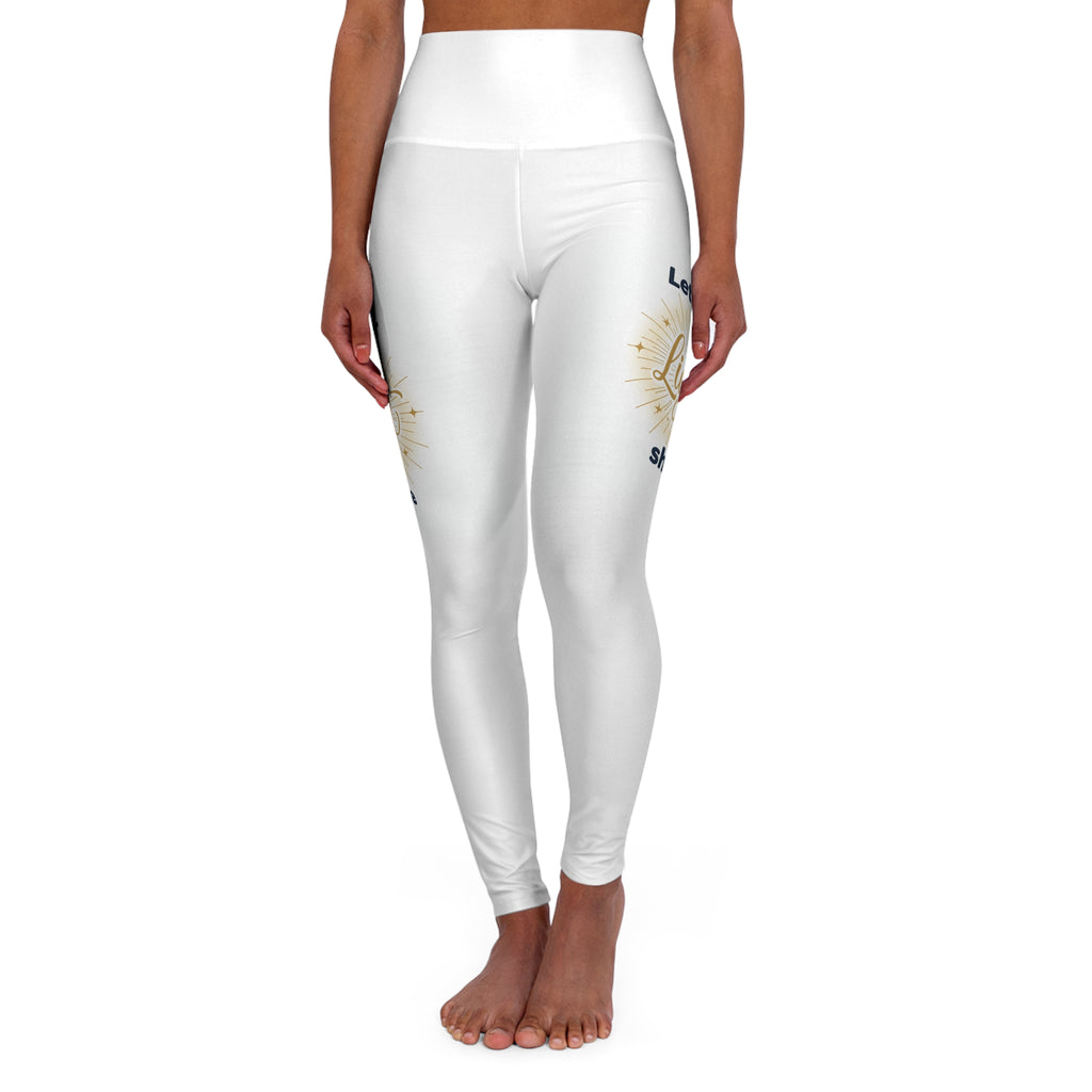 Let Your Light Shine High-Waisted Yoga Leggings — Inspirational White AOP