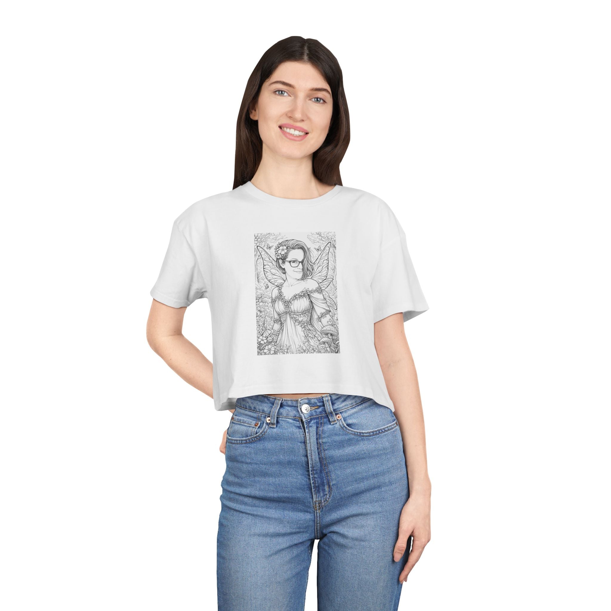 Crop Tee — "Let Your Light Shine" Angel Illustration Crop Top