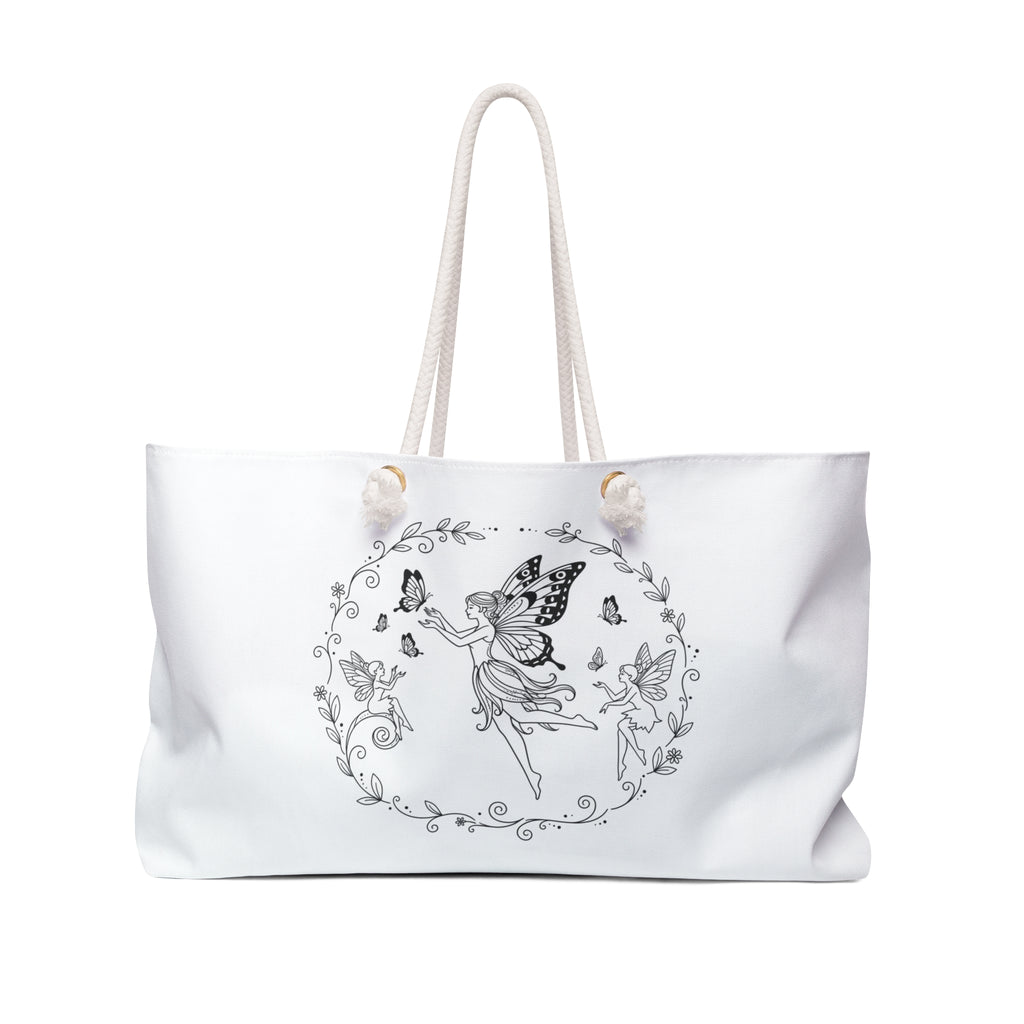 New day Weekender Bag — Inspirational Weekend Tote with Fairy Floral Design