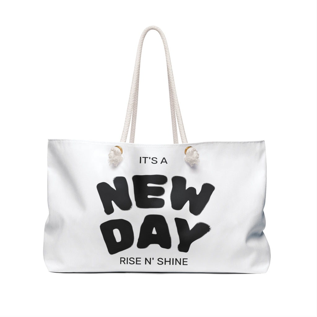 New day Weekender Bag — Inspirational Weekend Tote with Fairy Floral Design