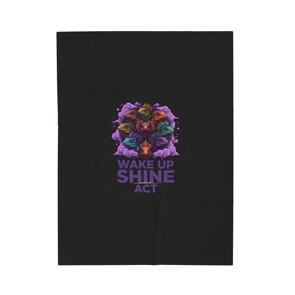 Wake Up Shine Act Blanket | IWD feminist slogan, empowerment typography, purple equality design