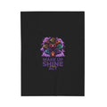 Wake Up Shine Act Blanket | IWD feminist slogan, empowerment typography, purple equality design
