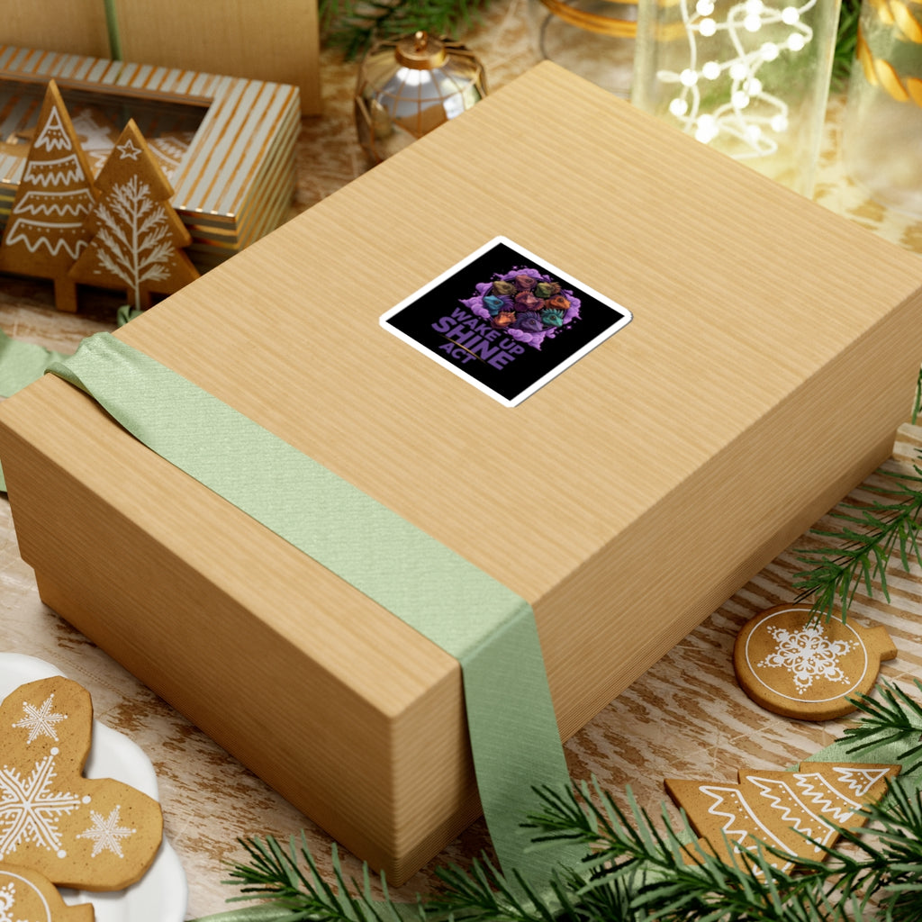 Wake Up Shine Act Kiss-Cut Stickers | IWD feminist slogan, empowerment typography